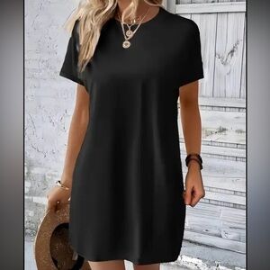 Veronica M Black T-Shirt Dress Size XS Made in USA Stretch Jersey